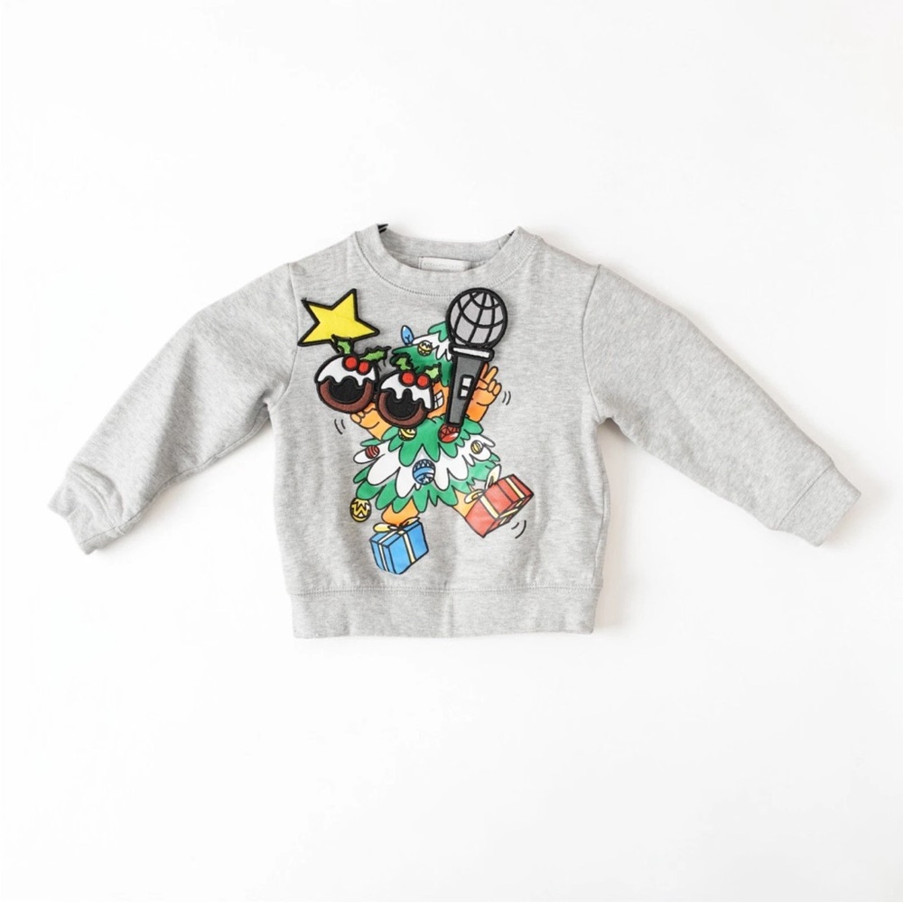 Stella McCartney Kids Cotton Sweatshirt Boys 2 Years Gray Christmas Tree Patch